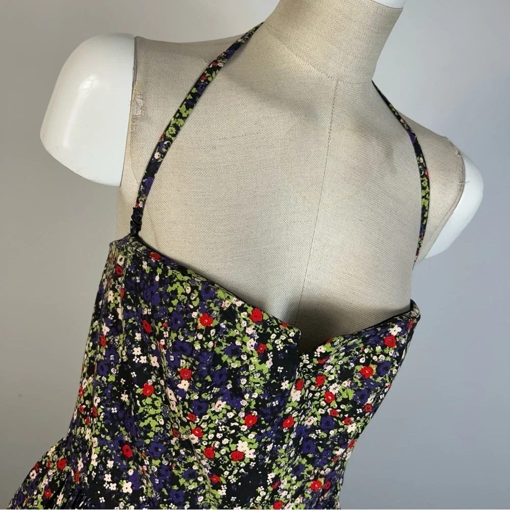 bebe Black Floral Mini Removable Strap/ Strapless Dress M - Picture 3 of 12